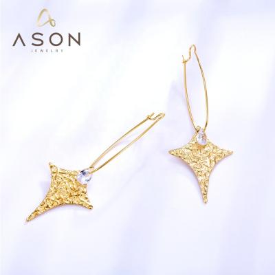 China Ason 2022 Fashion All-match Wholesale Fashion Gold Plated Jewelry With Zircon Earrings Stainless Steel New Starfish Dangle Stud Earrings for sale