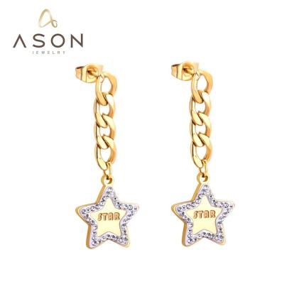 China Wholesale Fashion All-match Fashion Ladies Girl Earring Jewelry Stainless Steel Gold Plated Chain Shiny Star Stud Earrings STAR Stud Earrings drop ear for sale