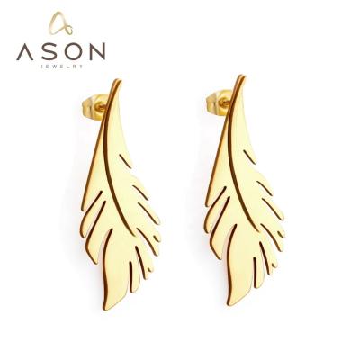 China Fashion All-match Minimalist Leaf Earrings Party Women Wedding Gifts Fashion Girls Gold Stainless Steel Stud Earrings Jewelry Wholesale for sale