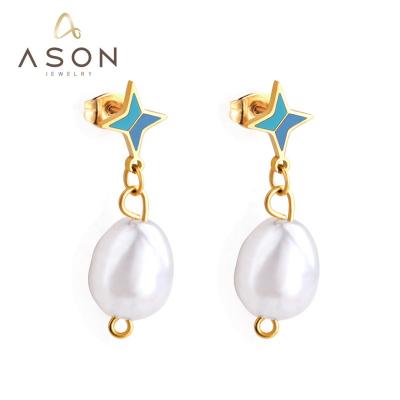 China Wholesale 18k Stainless Steel Star Pearl Stud Earrings Women All-match Fashion Gold Plated Elegant Women Stud Earrings for sale