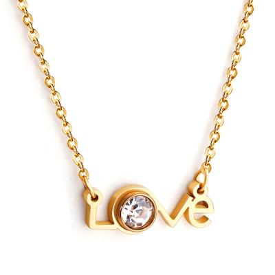 China 2022 Valentine's Day Gift Jewelry Fashion Match Gold Plated Necklace Jewelry Ladies Fashion LOVE Letter Necklace With Zircon for sale