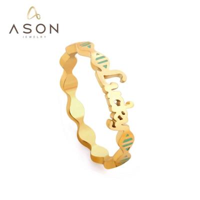 China Fashion Match Ason Jewelry Ring Factory Wholesale 18k Gold Cute Lucky Letter Ring Stainless Steel for sale