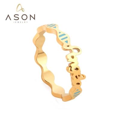 China Stainless Steel Gold Plated Angle Letter Ring Ring Wholesale Ladies Size 18k PVD Fashion Match Personality for sale