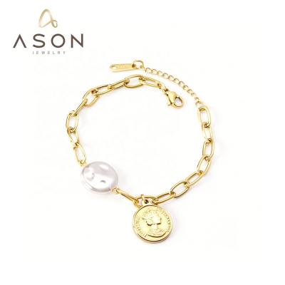 China Environmental friendly stainless steel hot sale bracelet waterproof gold plated invent charm bracelet fashion baroque bead bracelet for sale