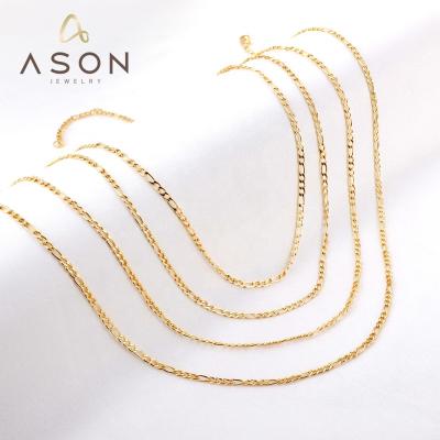 China Fashion Match Ason Fashion Wholesale Figaro Chain Necklace Jewelry 18k Gold Plated Figaro Chain Necklace Men for sale