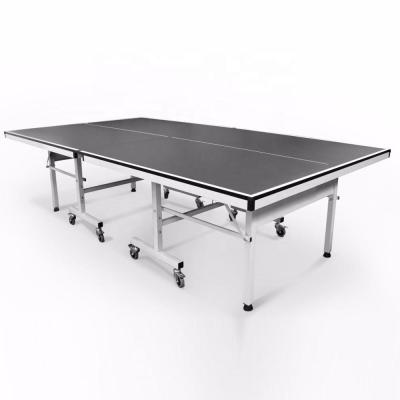 China Black Indoor Outdoor Ping Pong Table Folding Ping Pong Table Tennis Table Price 2740*1525*760mm for sale