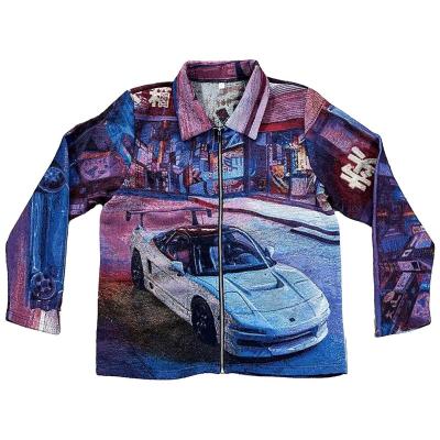 China Breathable Tapestry Jackets Custom Made Man Plus Size Mens Hoodies Jacke Aus Wandteppich Tapestry Coated Jacquard Tapestry Jackets for sale