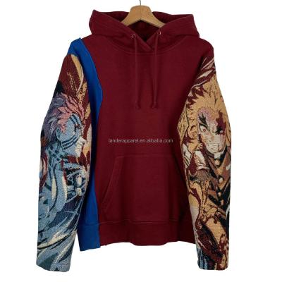 China 2022 Tapestry Hoody Patch Hoodie Men's Anti-Wrinkle Wear Hoodie Outdoor Casual Woven Hand Made Custom Warm Heavy Men's Hoodi for sale