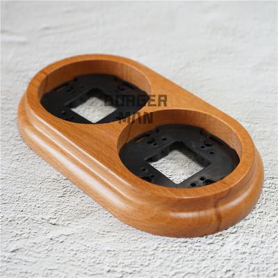 China Safety wooden frames for retro wall switch and socket covering for vintage lamp switch outlet for sale