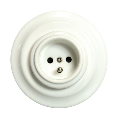 China Ceramic Safety Porcelain Flush Wall Socket Mounted Electrical Outlet for sale