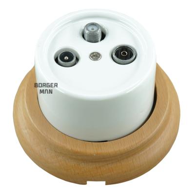 China Vintage Outdoor White Rack Socket TV+R +SAT Porcelain Housing for sale