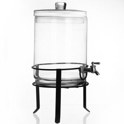 China Eco-friendly Stocked Huge good quality beverage Water  Jug Custom dispenser Glass Jar with faucet for sale