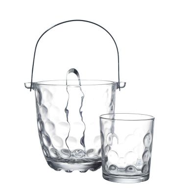 China Sustainable Bar Hotel Use 820Ml 29Oz Custom Metal Handle Clear Glass Beer Ice Bucket Glass for sale