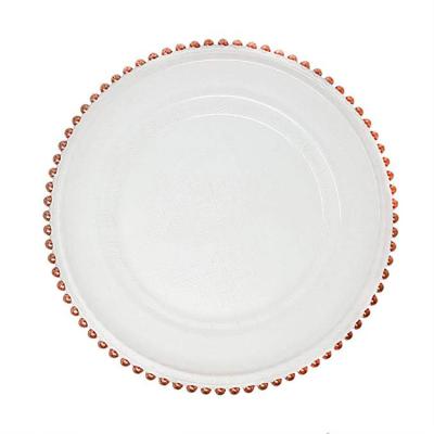 China Sustainable stocked Gold/ Silver/ rose gold Wedding Clear Beaded Plate for sale