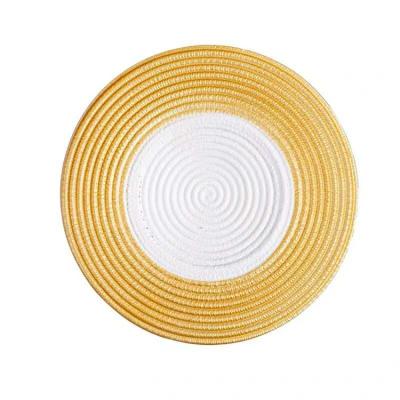 China Sustainable Wholesale Wedding Clear Glass  Round Brilliant gold Rimmed Charger Plate for sale