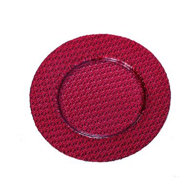 China Sustainable Wholesale red color Glass Table  Decoration Underplate Wedding Charger Plate for sale