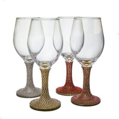 China Luxury wine glasses Crystal Lead-free Glass Gold Rim Goblet Gold Long Stem Red Wine Glass for sale