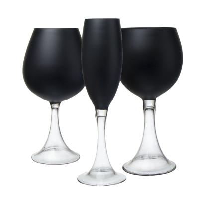 China Crystal goblet crystal water glasses Bar drinking champagne flutes stock wine cup set black glass goblets for sale