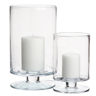 China Sustainable Modern Shot Stem Decorating Vase Pillar Glass Cylinder Candle Holder for sale