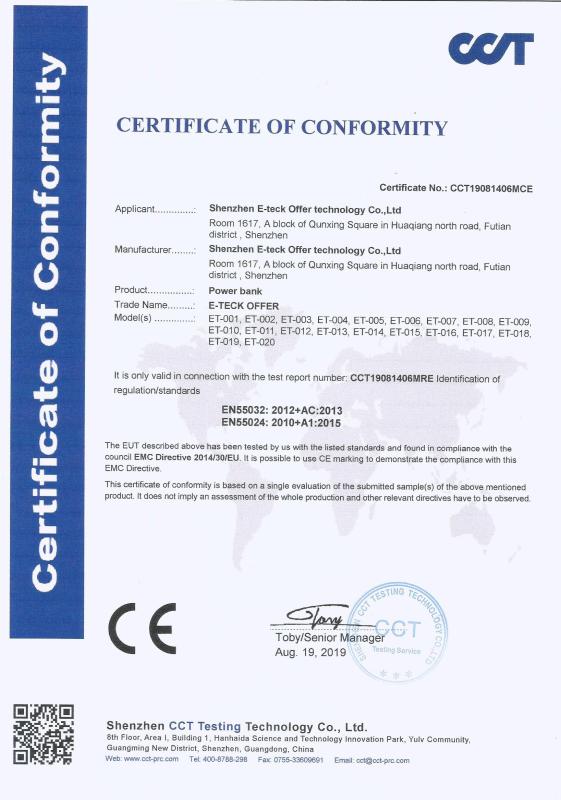 CE - Shenzhen E-Teck Offer Technology Co., Ltd.