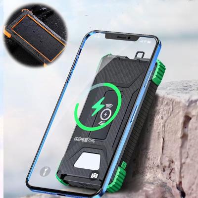 China 20000mah Outdoor Waterproof Mobile Phone Wireless Power Bank Solar Charger for sale