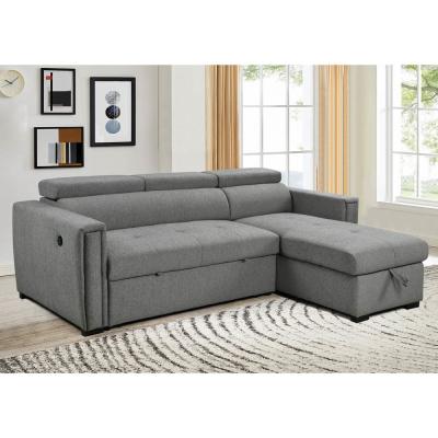 China RL-23050MG-1287-USB Sectional sofa in metal gray color chenille for sale