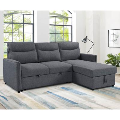 China RL-KF5845NG-S Corner sofa with fabric in neutral gray color for sale