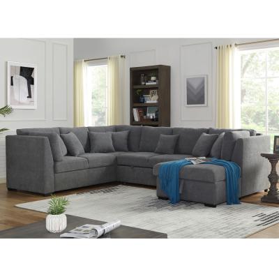 China RL-1909GY-PL Corner sofa set in gray color linen for sale