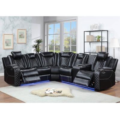 China BOL-2817BK-CNRPWRH-A Corner sofa set with power recliner & power headrests in black leather air for sale