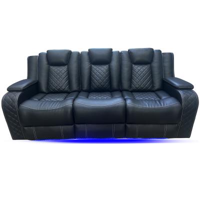 China BOL-2817BK-PWRH-N Sofa set with power recliner & power headrests in black color leather air for sale