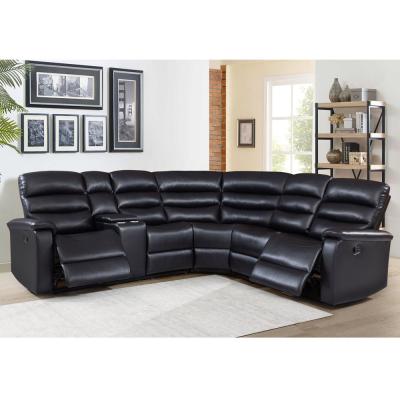 China BOL-8556BK-CNR Corner set with recliner in black color leather gel for sale