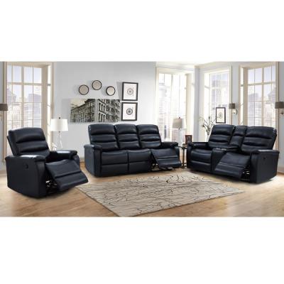 China BOL-8556BK-CON Sofa set with recliner in black color leather gel for sale