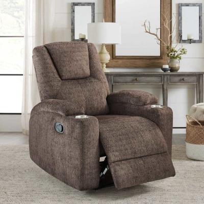 China CB-1833DB Chair with recliner in dark brown color fabric (stainless steel cup holders) for sale