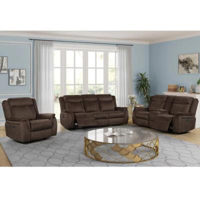 China CB-9525BR-CON Sofa set with recliner in brown color fabric for sale