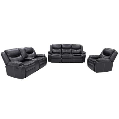 China CB-59924GY-CON Sofa set with recliner in gray color leather air for sale