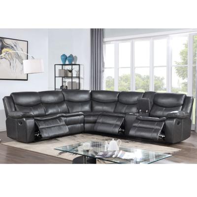 China CB-59924GY-CNR Corner sofa set with recliner with leather air in gray color for sale