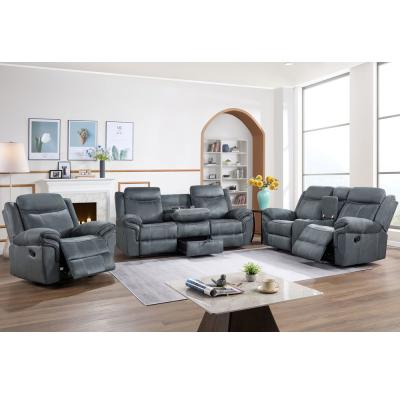 China CB-59928GY-CON Sofa set with recliner in gray color fabric-like vinyl for sale