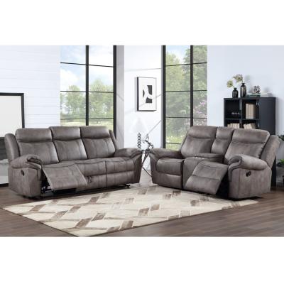 China CB-59928LG-CON Sofa set with recliner in light gray color fabric-like vinyl for sale