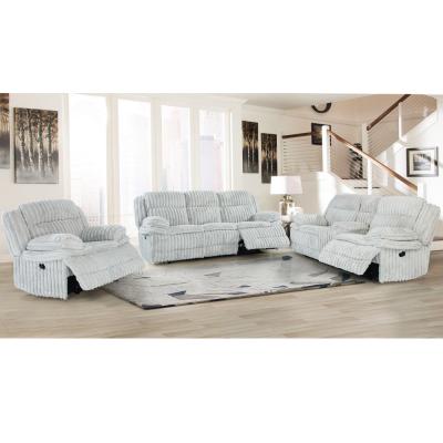 China OP2-8865GY-CON Recliner sofa set in gray color corduroy fabric for sale