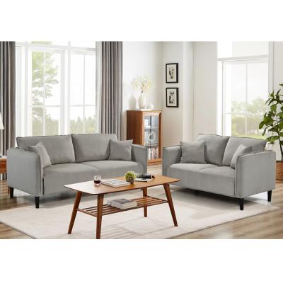 China 2 Stückes Sofa mit Kissen, warmes graues Corduroy zu verkaufen