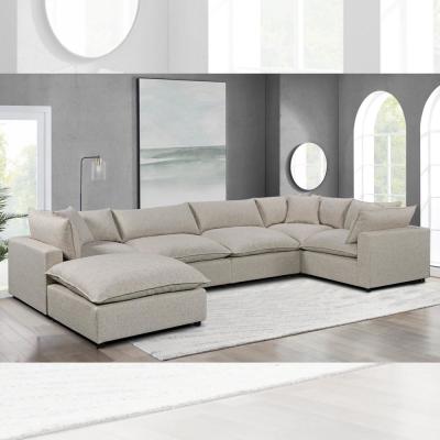 Chine Canapé modulaire sectionnel avec coussin et oreillers de siège en lin gris à vendre