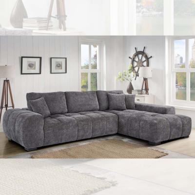 China L-förmiges Sofa mit 3 Kissen, graue Chenille zu verkaufen