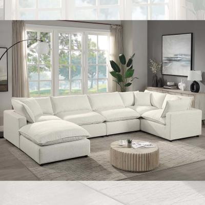 Chine Canapé modulaire sectionnel avec coussin et oreillers de siège en tissu de plumes, lin beige à vendre