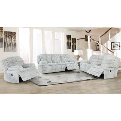 China Power Recliner Sofa set with Power Recliner Seats and Storage Box, Gray Corduroy Fabric for sale