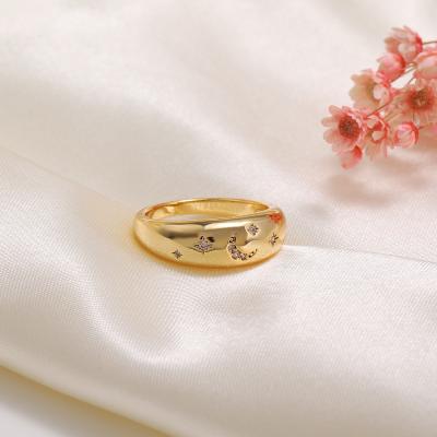 China Amazon Stallaluna FASHIONABLE Ring 18-Karat Gold Bauble All-in-one Ring With Zircon Inlaid In Brass for sale