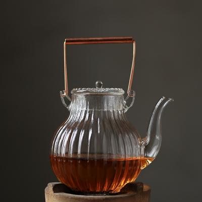 China High Sustainable Transparent Borosilicate Teapot Heat Resistant Glass Teapot With Infuser for sale