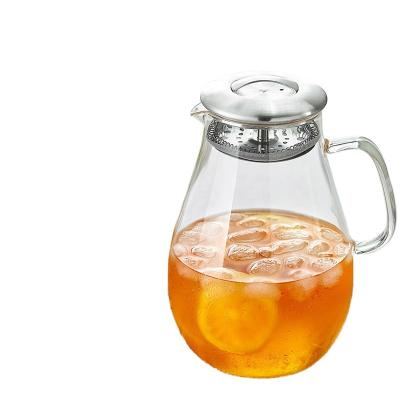 China Sustainable Classic Style Borosilicate Glass Water Jug Carafe With Stainless Steel Lid for sale