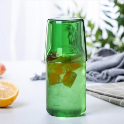 China Beverage Support Drop Shipping 450ml Reusable Glass Water Bottle With Wide Mouth And Cup Cover, Leak Proof for sale