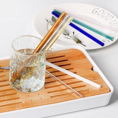 China Disposable Custom Length Straw Cold Beverage Borosilicate Colorful Pyrex Glass Straight Straw for sale