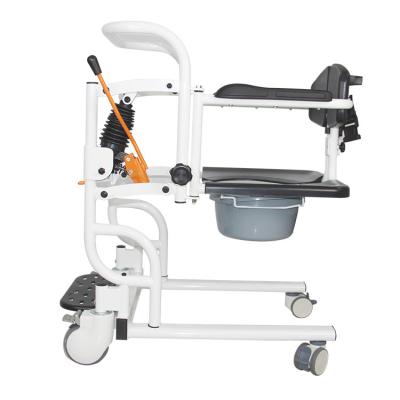 China 2.0 Steel Pipe+ABS Thick Diasbled Hydraulic Transfer Patient Lift Manual Wheelchair With Adjustable Toilet Transfer Commode Bath Chair for sale